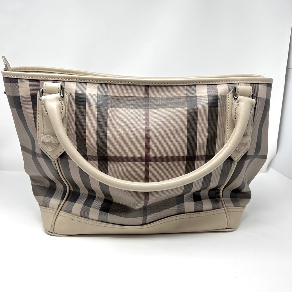 BURBERRY Canterbury Smoked Check Tote Bag Grey - Picture 8 of 10